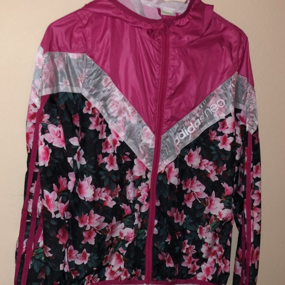 Adidas neo floral windbreaker size small